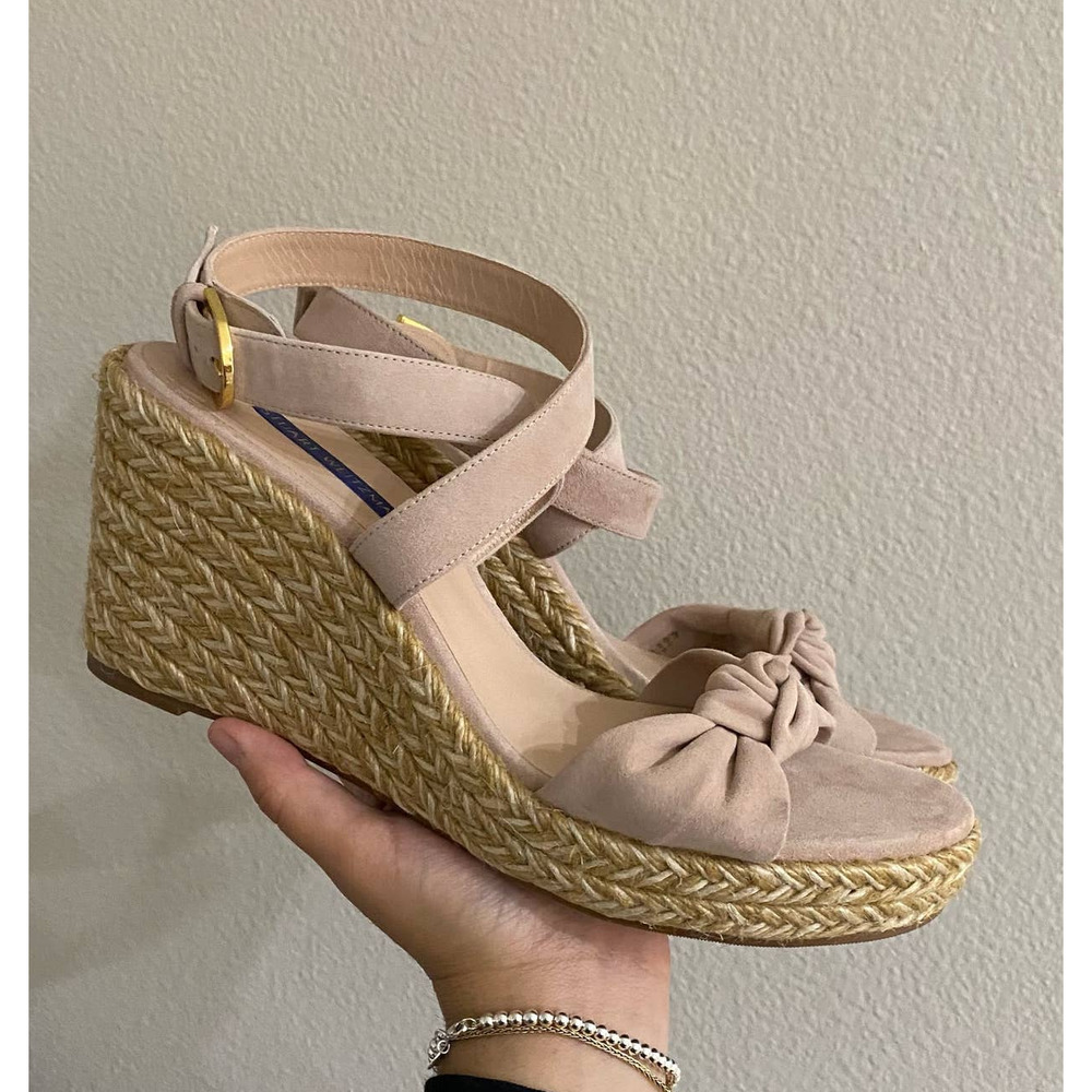 Stuart Weitzman Pink Suede Espadrilles Wrap Ankle… - image 3